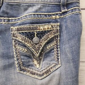 VIGOSS Women Jeans The Dallas Slim Boot 7/8 Low Rise Med Wash Flap Pocket Stitch